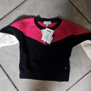Meerkleurige fleece trui fuchsia, donker blauw wit