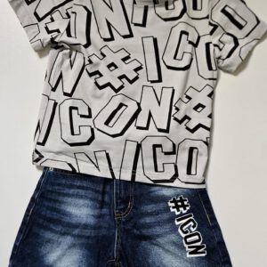 zomerset, lichtgrijs shirt met spijkershort.